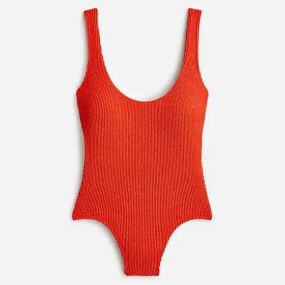 J.crew Orange Scrunchie classic scoopneck one-piece Swimsuit Plus Size 24 - Picture 3 of 3